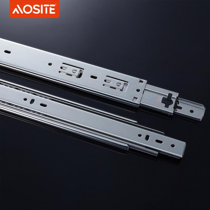 Шариковые направляющие AOSITE NB45108 трехсекционные с плавным закрыванием (конструкция с двойной пружиной) (5)